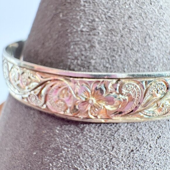 VTG Sterling Silver Hawaiian Bangle Bracelet Kūʻuipo "My Sweetheart" Size L - Picture 6 of 11